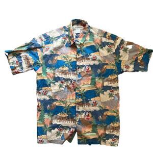 VTG Tori Richard Travel Smith Hawaiian Shirt Christmas Santa Medium Cotton Lawn